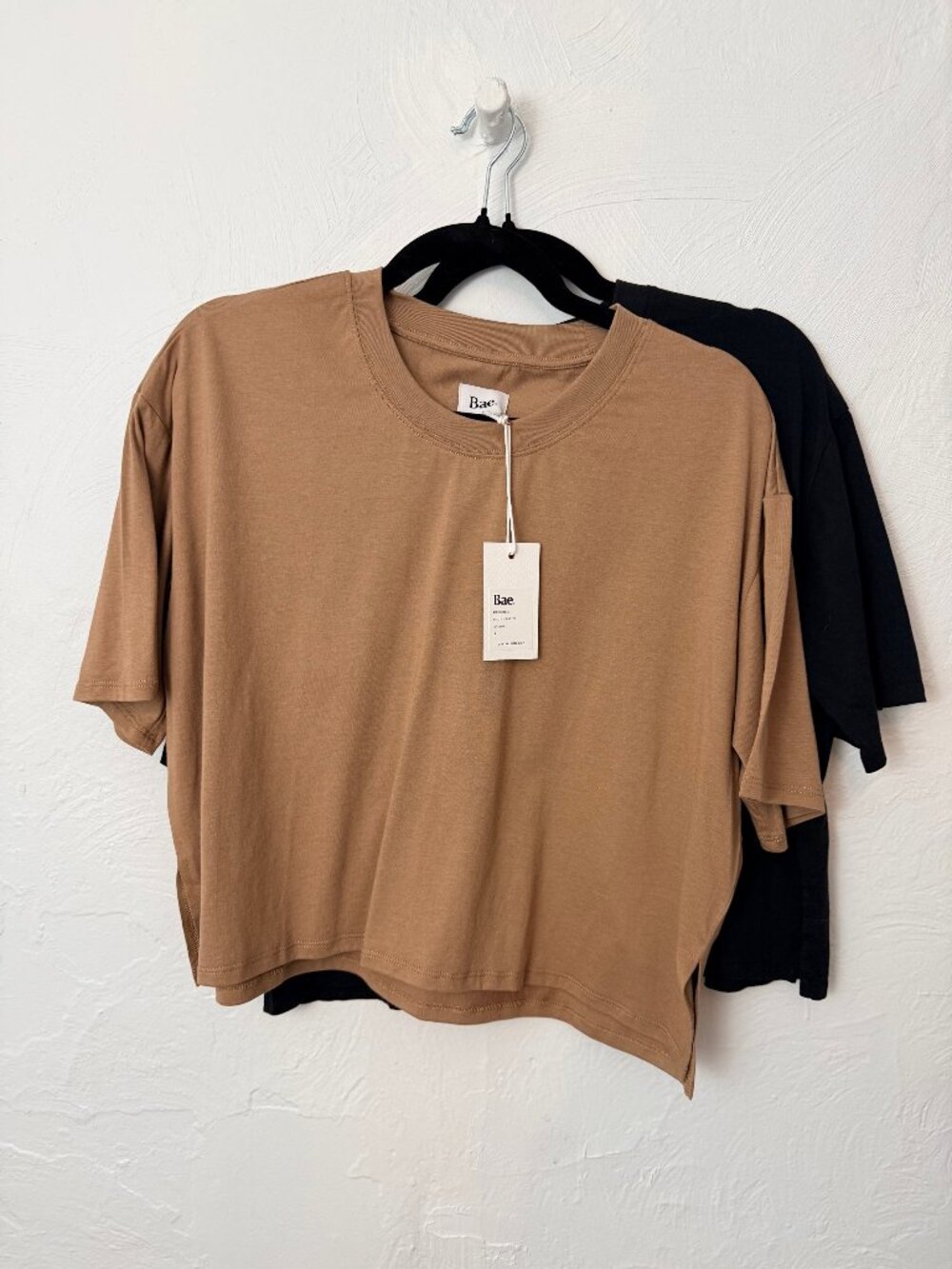 BUNDLE (2) Bae The Label Maternity Into It Crop Tees - Brown & Black